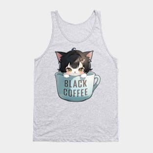 Anime Cup Cat Black Coffee Tank Top